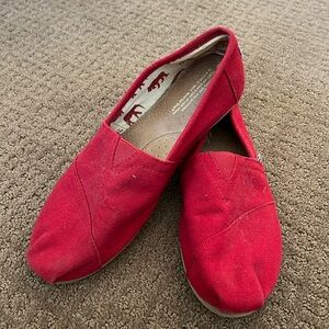 Toms red slip ons